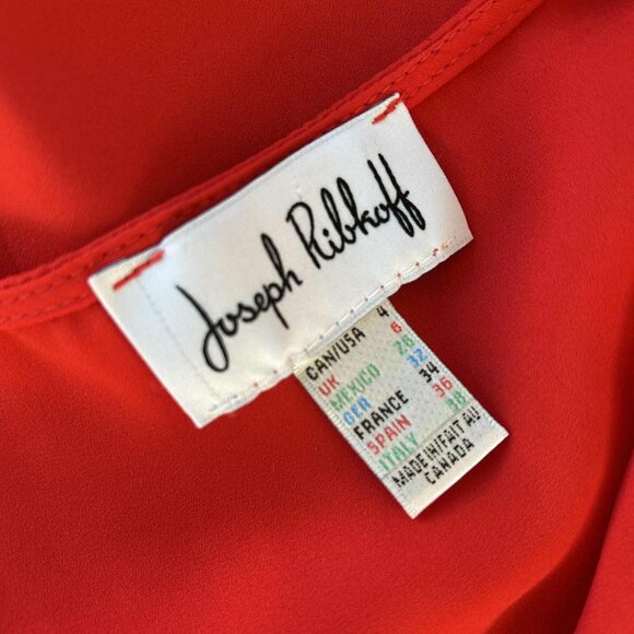 Joseph Ribkoff Vibrant Red Chiffon Cold-Shoulder V-Neck Blouse – US 4 - Picture 11 of 11